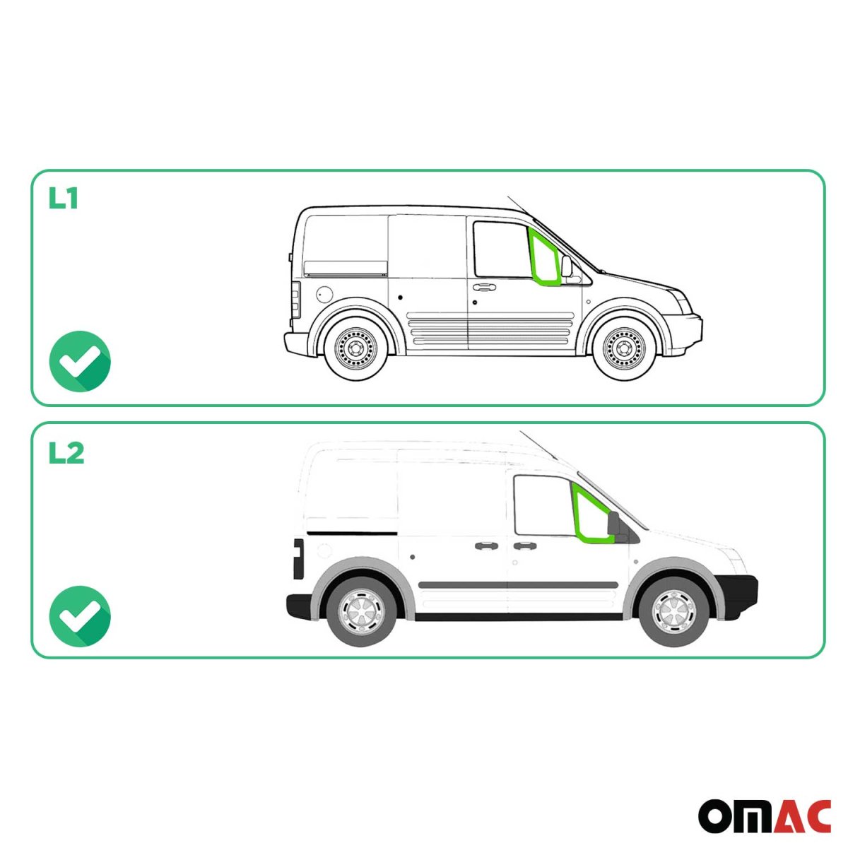 Ford Transit Connect Quarter Glass - Front - Omac - Cab - Green - '10-'13